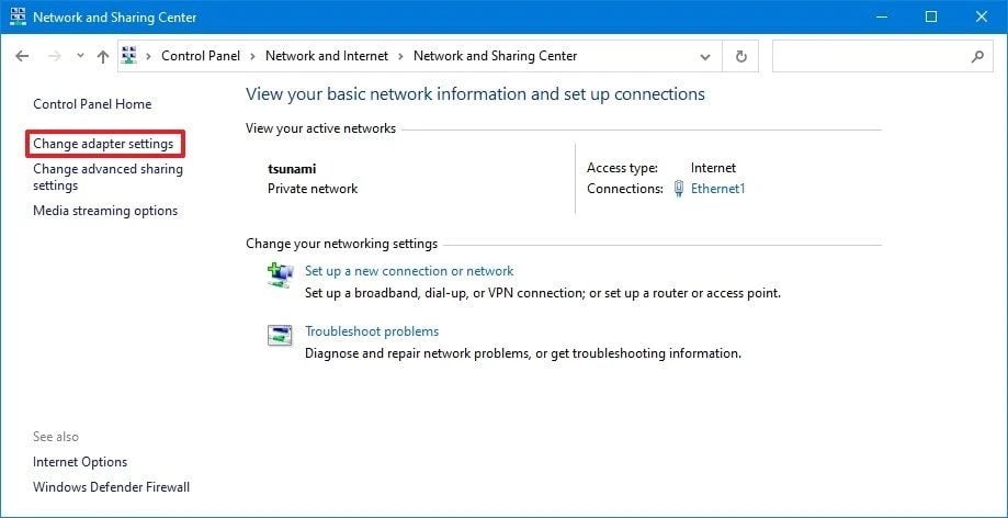 change DNS settings using Control Panel